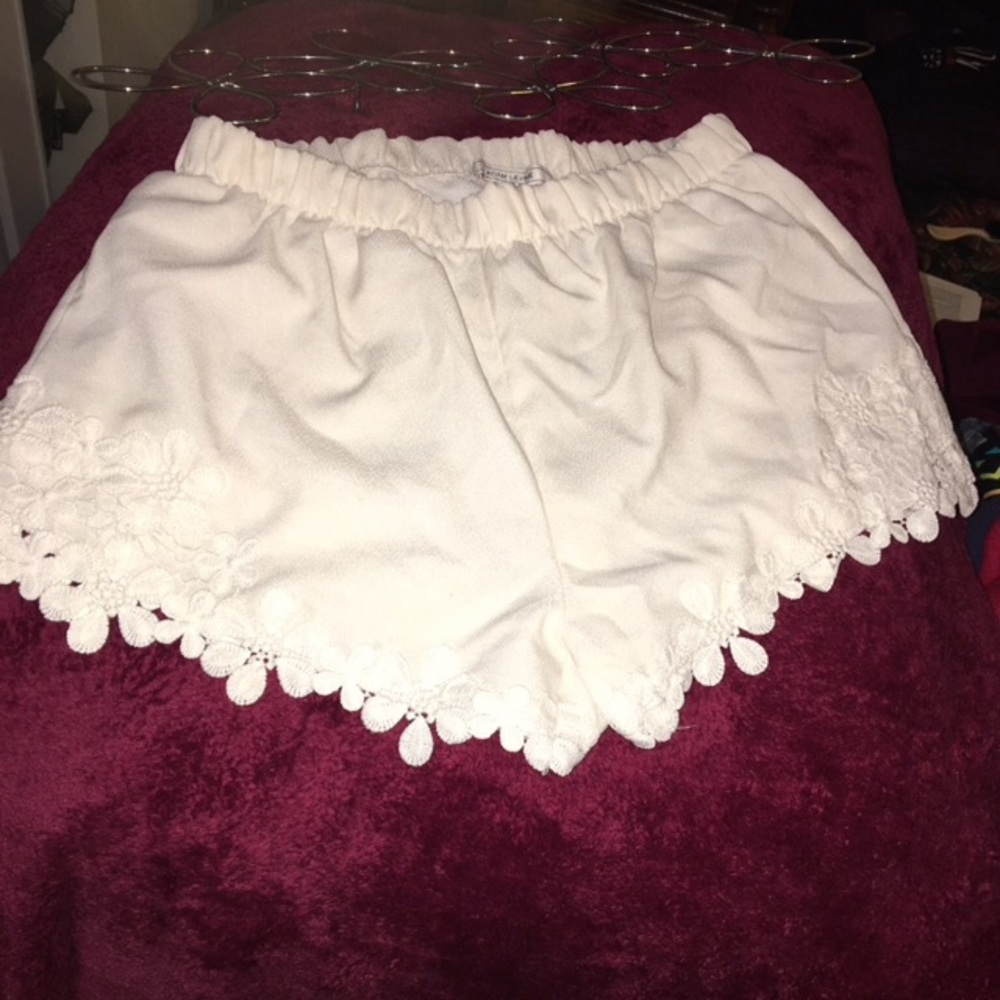 White Floral/Lacey Shorts!